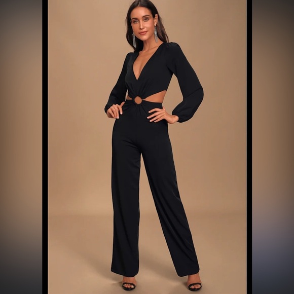 Monteau Black Cutout Ring Jumpsuit Size Small NWT - Picture 1 of 8